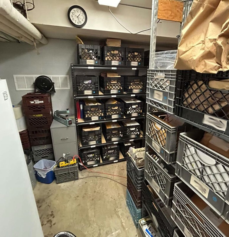 Evidence storage room is undersized and not properly climate controlled/ventilated.